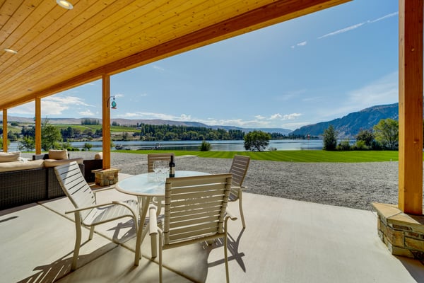 Covered Patio features Outdoor Dining Furniture