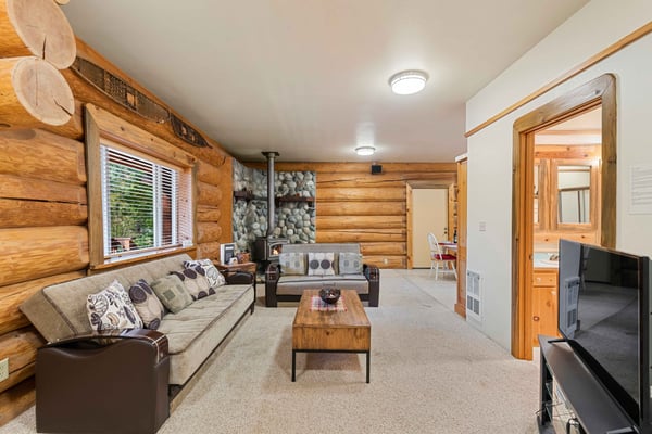 Living Room with Wood Burning Stove