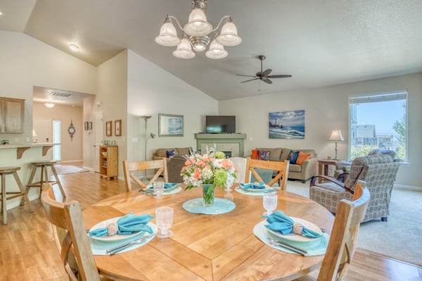 Dining Area with Living Room View