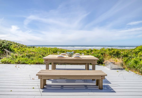 Outdoor Deck Seating with Beach View