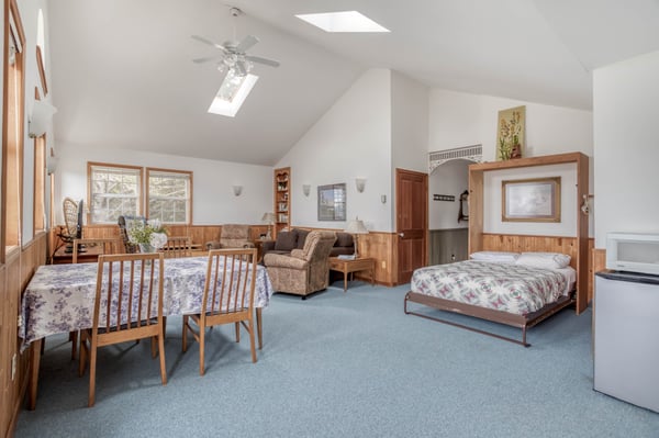 Queen-sized murphy bed in the living room