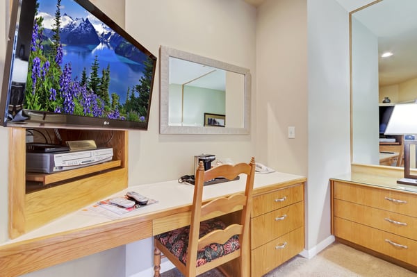 TV and Desk in Bedroom