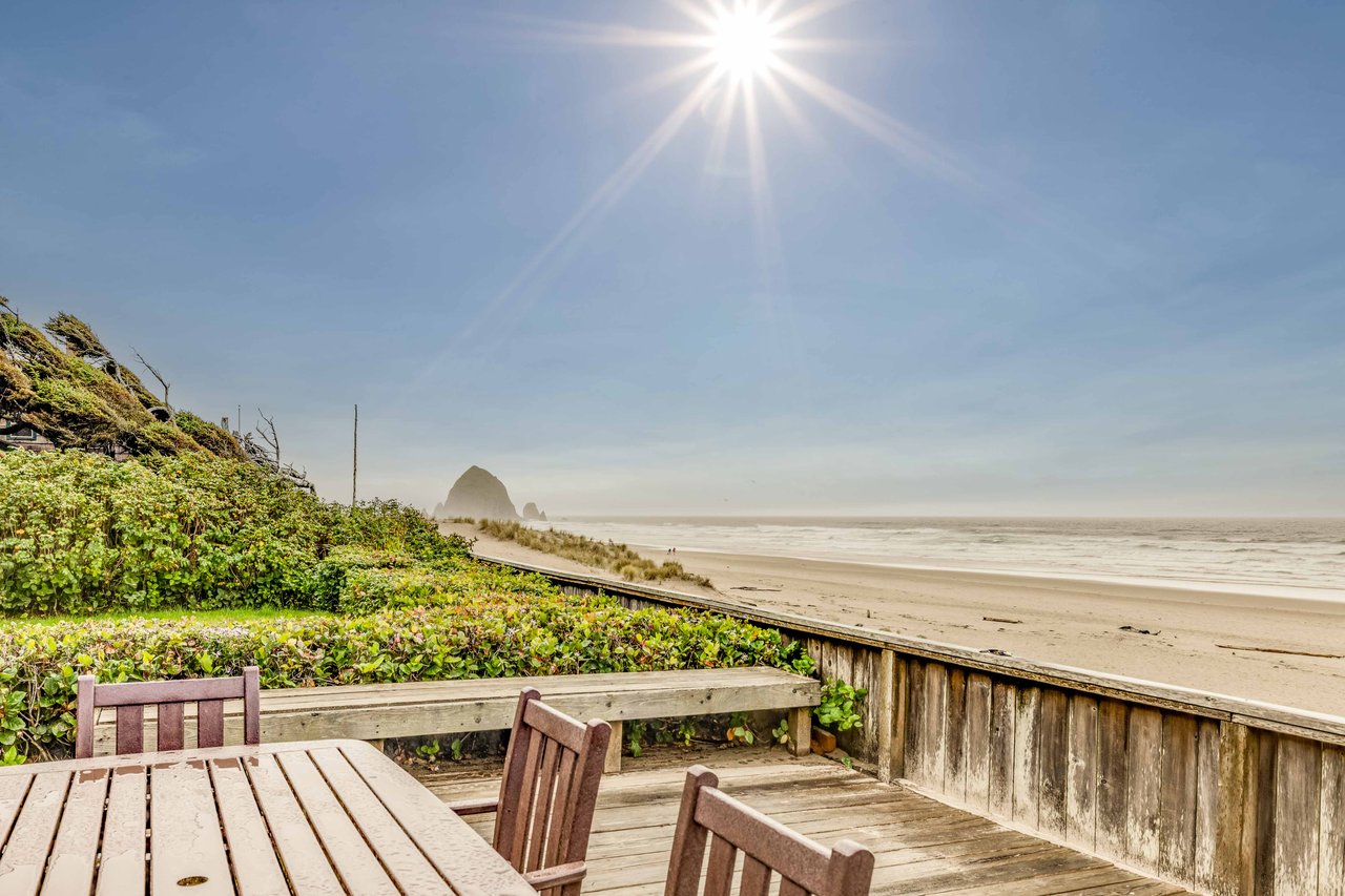 Deck with view of Haystack Rock