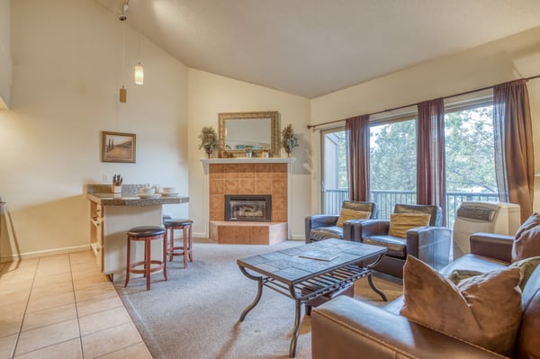 Living room with cozy fireplace