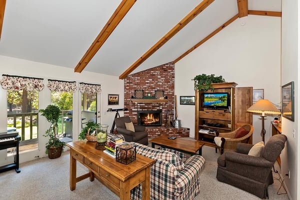 Open Living Room With Vaulted Ceilings