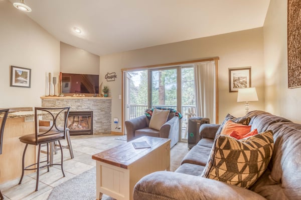 Living room with cozy fireplace