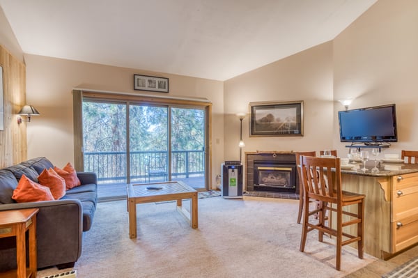 Living room with cozy fireplace