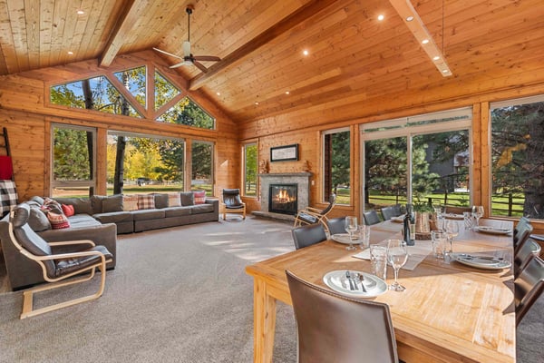 Living room with seating and vibrant accents