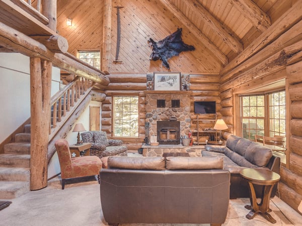 Living room with cozy fireplace