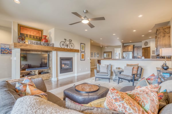 Living room with cozy fireplace