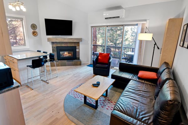 Living room with cozy fireplace