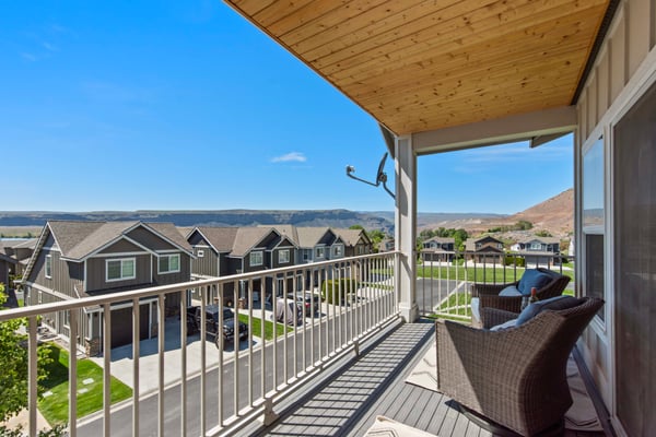 Columbia River views from covered balcony