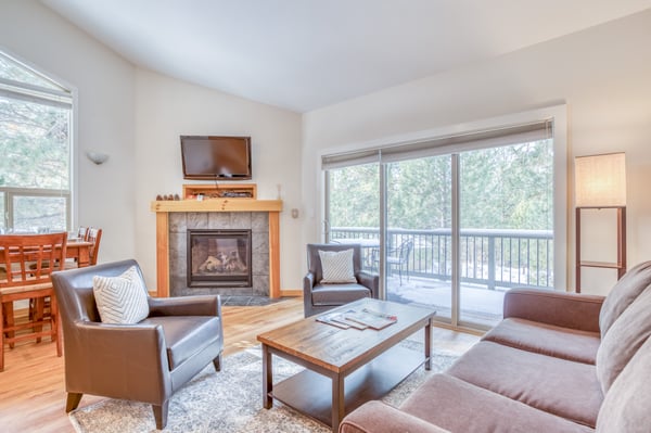 Living room with cozy fireplace