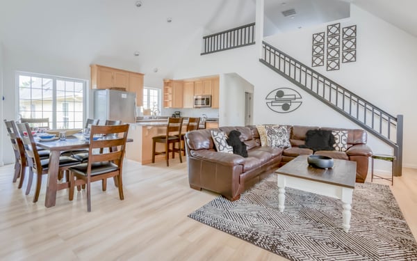 Living Room Kitchen and Stairs