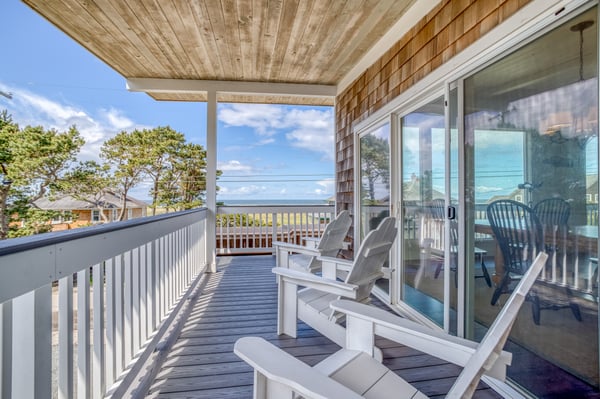 Balcony seating with an ocean view