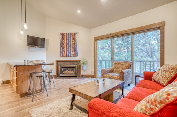 Living room with cozy fireplace