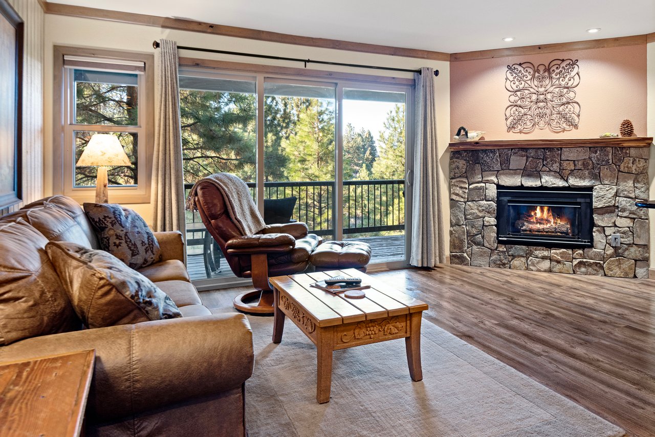 Living room with cozy fireplace