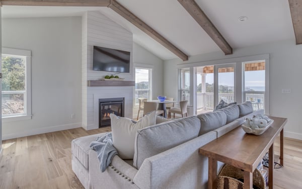 Living room with cozy fireplace