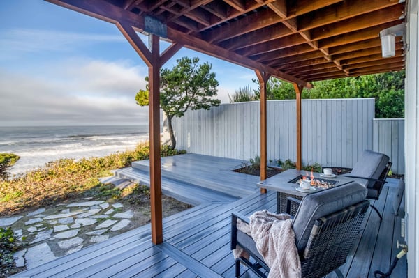 Oceanfront Deck with Fire Table