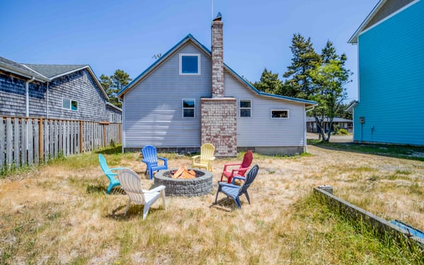 Fire pit area in the backyard