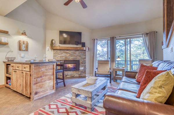 Living room with cozy fireplace