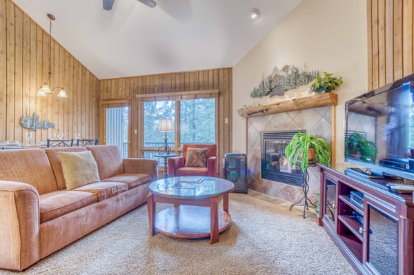 Living room with cozy fireplace