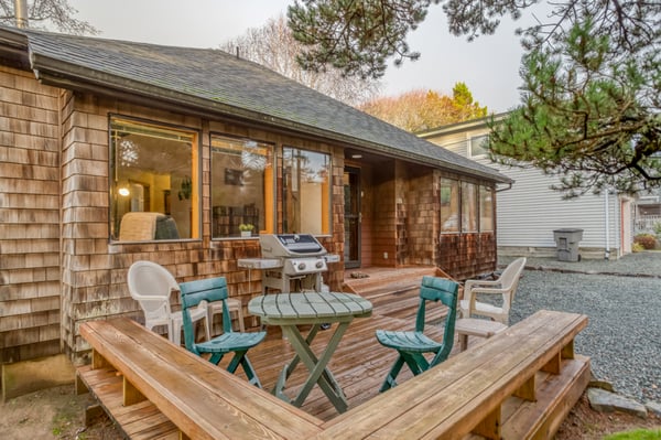 Front Deck with seating and BBQ Grill